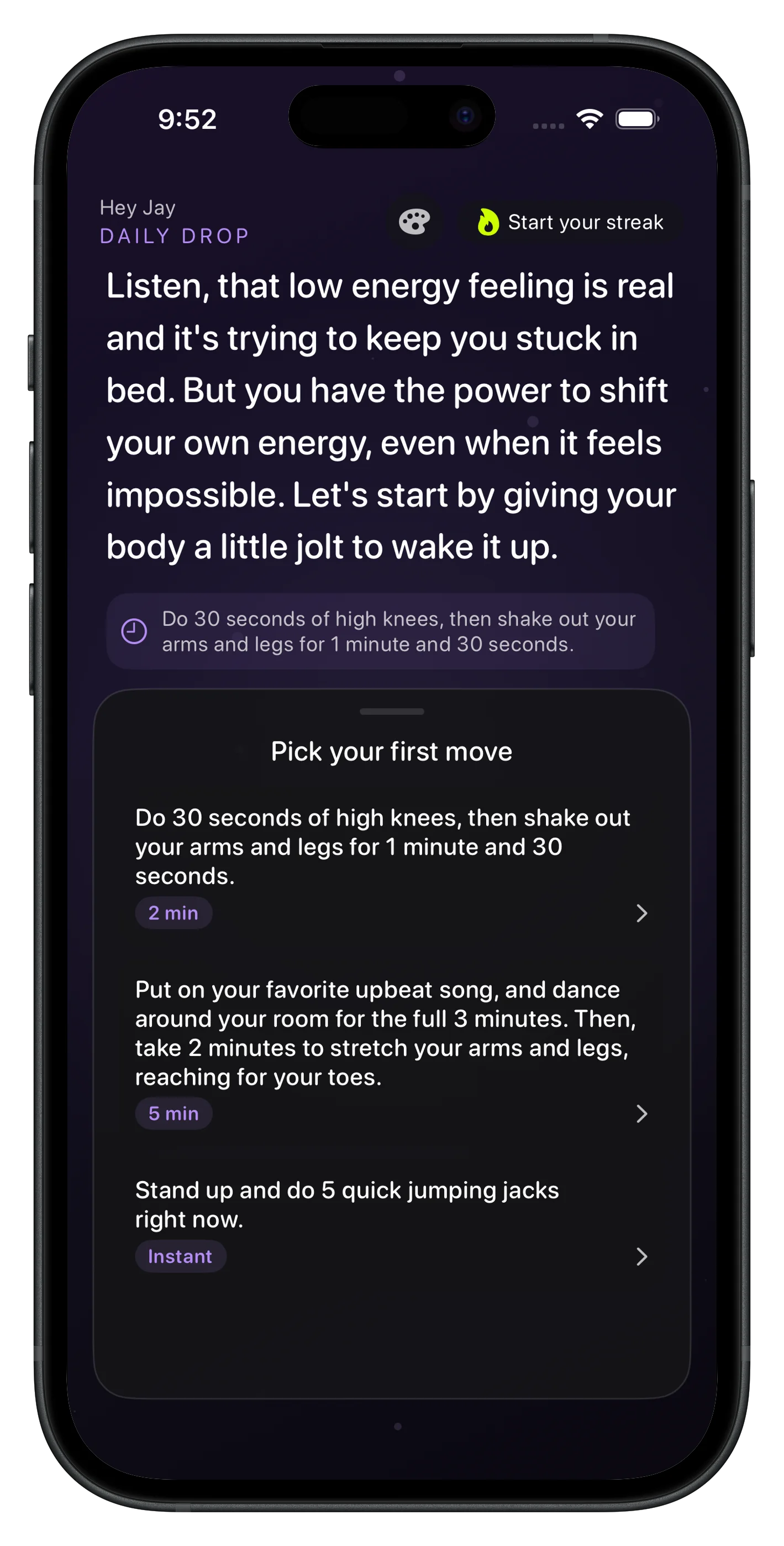 Visualização da interface do aplicativo Daily Hype