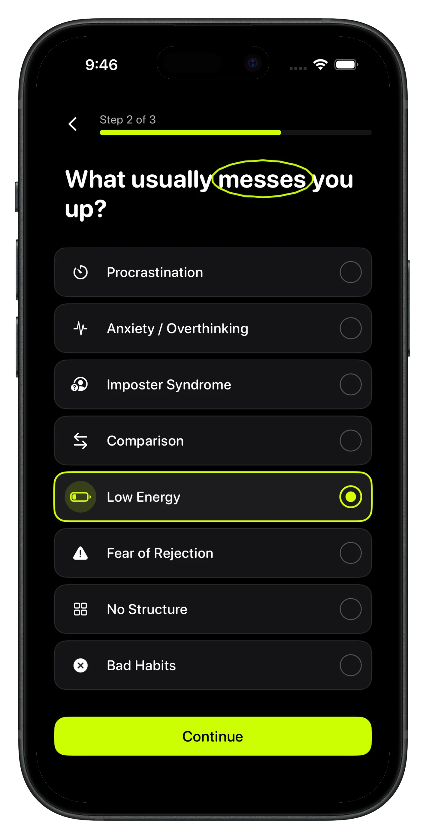 Dê um nome ao seu foco